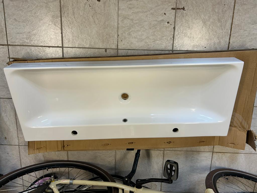Wastafel 121x45x10cm - Nieuw met lichte kras, Ophalen of Verzenden, Nieuw, Wastafel