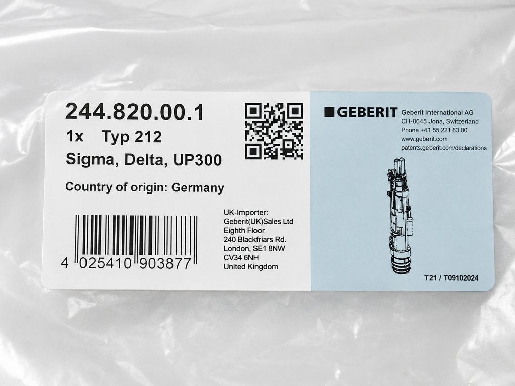 Geberit Type 212 Spoelventiel  - 244.820.00.1, ., Nieuw, Toilet, Ophalen of Verzenden