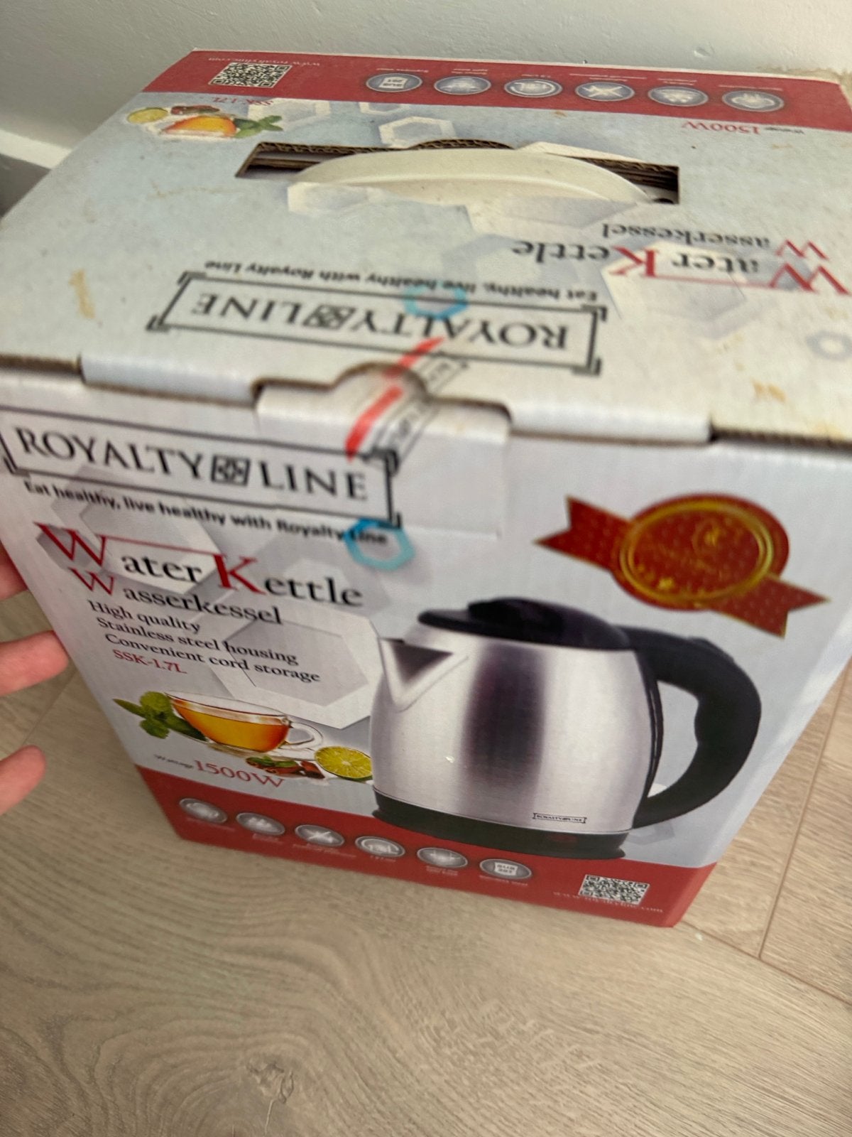 Royalty Line Waterkoker - Nieuw in doos, 1 tot 2 liter, Ophalen, Nieuw, Draadloos