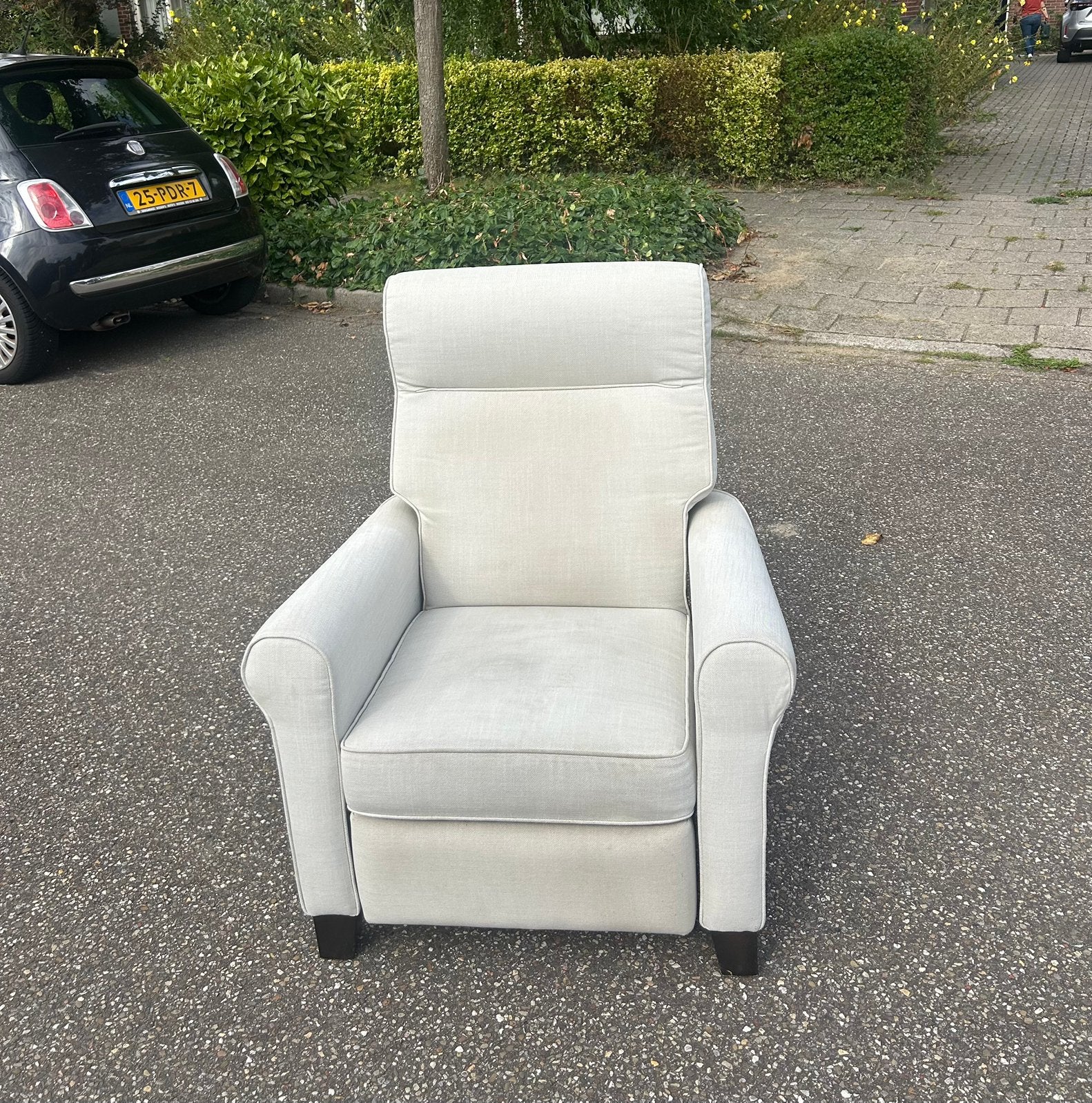 Witte Ikea relaxfauteuil met voetsteun, Ophalen, Gebruikt, 75 tot 100 cm, 75 tot 100 cm