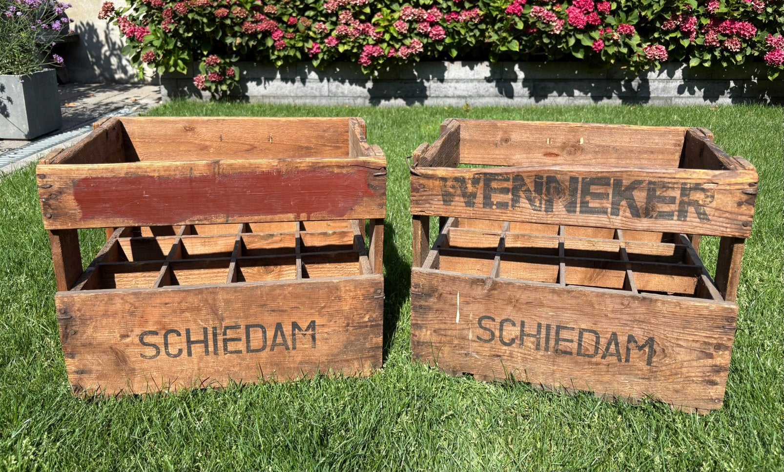 Vintage brocante houten flessenkrat, wijnkrat, Ophalen, Gebruikt, Minder dan 50 cm