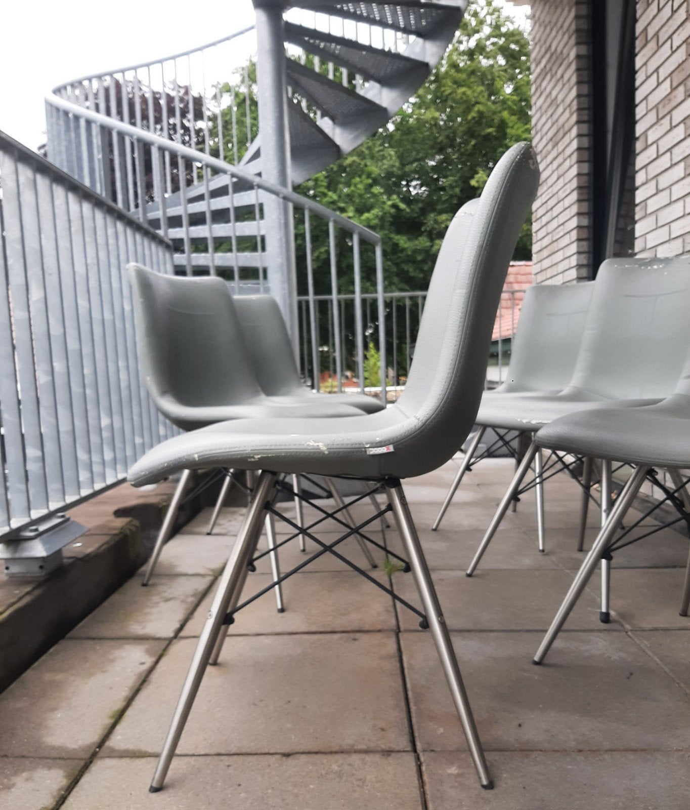 6 XOOON stoelen Ambra, chroom, grijs., Ophalen, Kunststof, Gebruikt, Vijf, Zes of meer stoelen