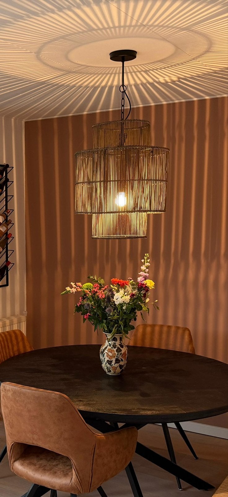 Rotan Hanglamp - Bohemian Stijl Loods 5, Ophalen, Zo goed als nieuw, Natuurlijk materiaal, E27 (groot)
