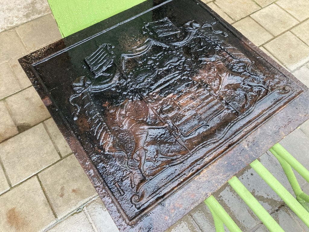 grote antieke haardplaat 1733, Ophalen, Gebruikt, Vrijstaande haard, Elektrische haard