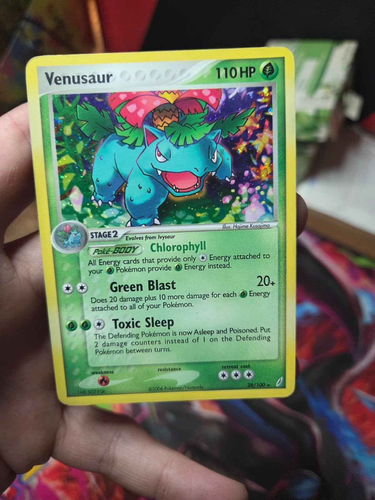 Venusaur Holo Cosmos Foil 28/100 EX Crystal Guardians 2006, Ophalen of Verzenden, Zo goed als nieuw, Losse kaart, Foil