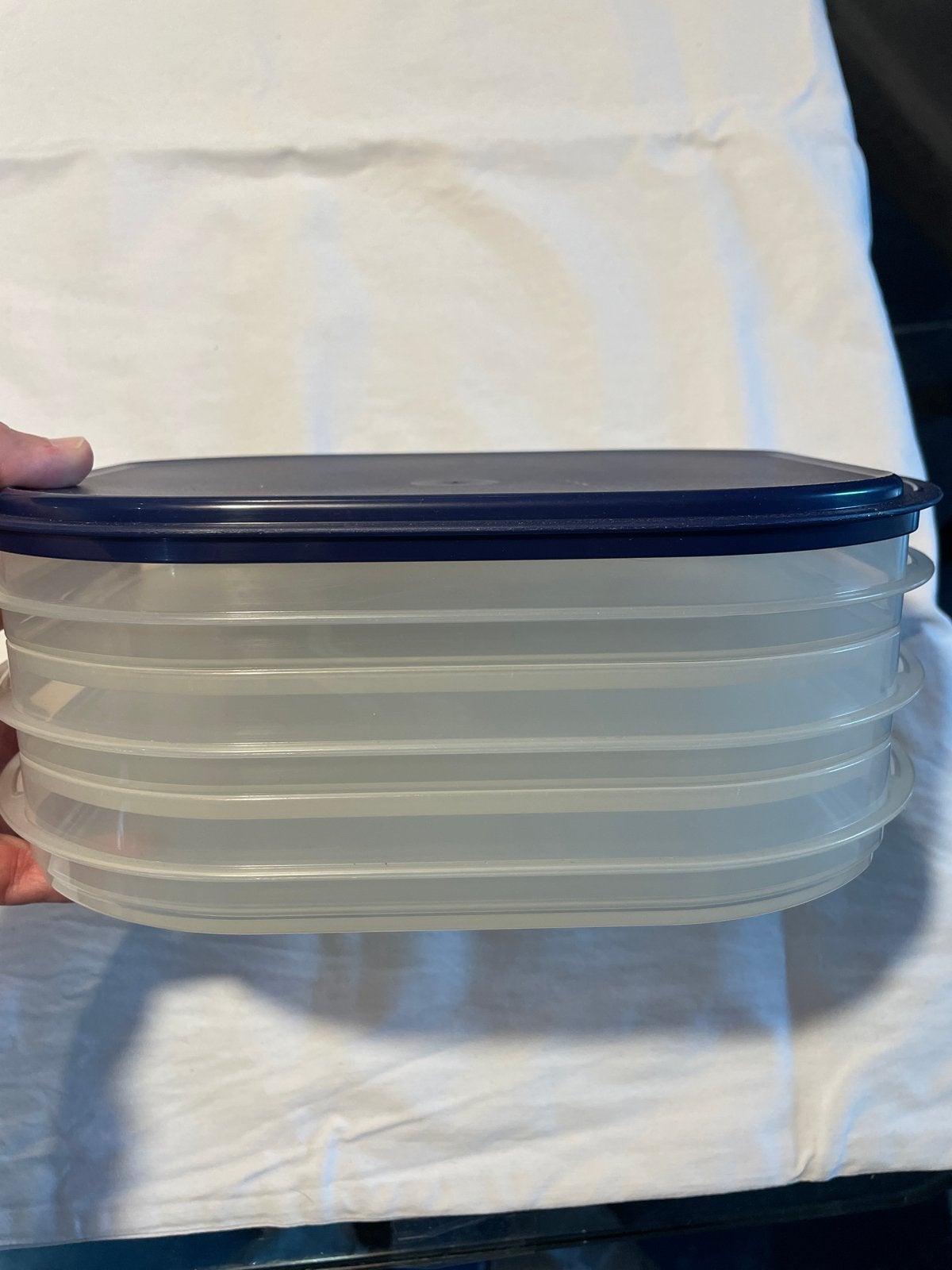 Tupperware staper 3 - Stapelbaar, Huis en Inrichting, Keuken | Tupperware, Bewaardoos, Blauw, Ophalen of Verzenden, Zo goed als nieuw