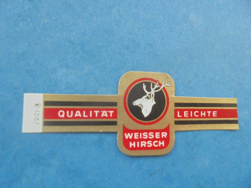 Oude sigarenband WEISSER HIRSCH met nr. 1061, Ophalen of Verzenden, Zo goed als nieuw, Sigarenbandjes