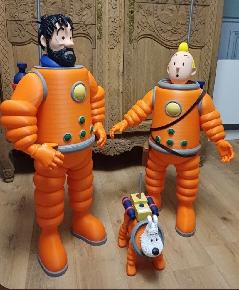 Haddock kosmonaut figuur van één meter hangeschilderd, Ophalen of Verzenden, Kuifje, Nieuw, Beeldje of Figuurtje
