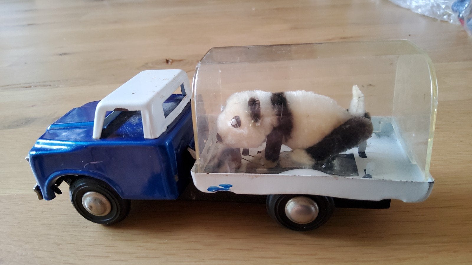 Vintage wind up Tin Toy Panda Truckpanda beweegt heen en wee, Ophalen of Verzenden, Gebruikt, Overige