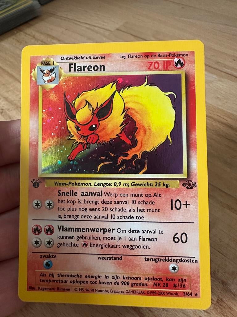 Flareon holo 1st edition - NL Jungle, Ophalen of Verzenden, Zo goed als nieuw
