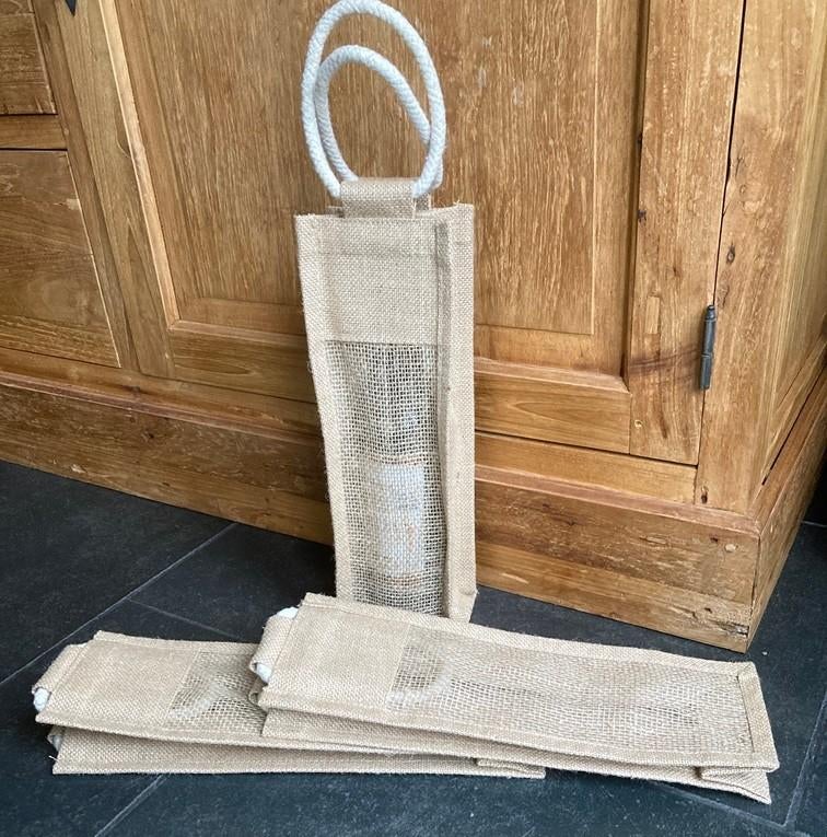 JUTE WIJNTAS VOOR 1 FLES PER 10 STUKS, Ophalen of Verzenden, Nieuw, Frankrijk, Overige typen