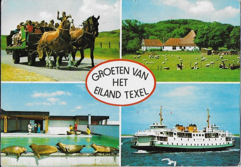 Z145 Gelopen ansichtkaart groeten van het eiland texel, Ophalen of Verzenden, Voor 1920, Waddeneilanden