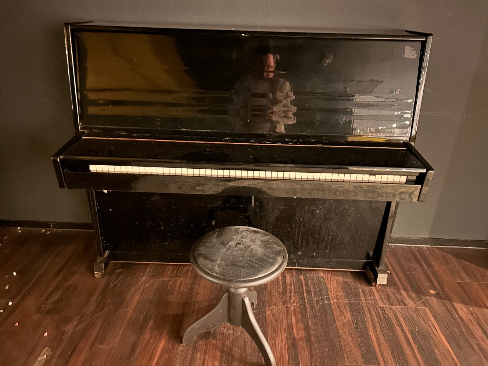 Zwarte piano met kruk, Ophalen, Gebruikt, Zwart, Piano