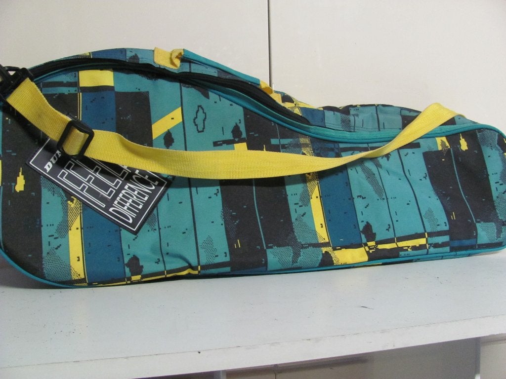 Dunlop groen/gele tennistas voor een racket of 6, Ophalen of Verzenden, Zo goed als nieuw, Tas, Dunlop