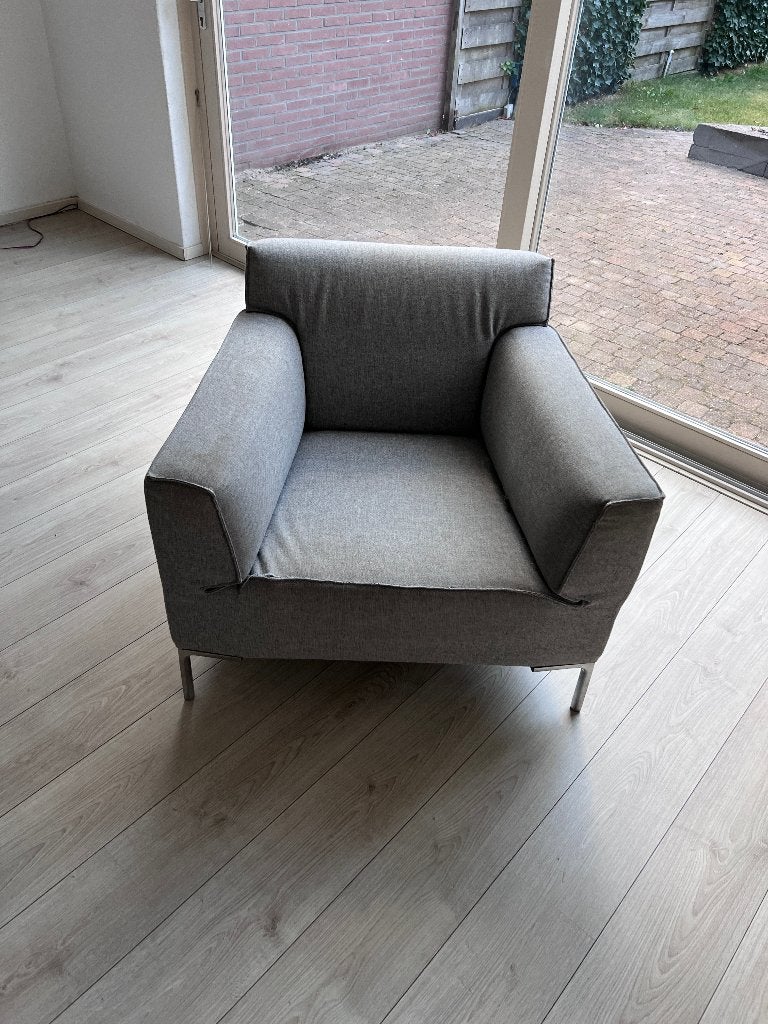 Bloq design fauteuil - Stijlvolle en comfortabele stoel, Ophalen, Gebruikt, 75 tot 100 cm, Stof