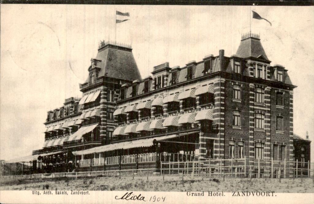 Zandvoort - Grand Hotel - gevel, Ophalen of Verzenden, Voor 1920, Gelopen, Noord-Holland