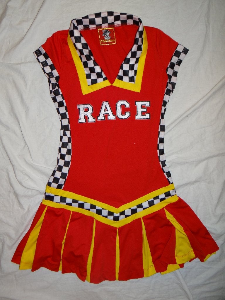 Leuk rood/geel/zwart/wit FORMULE 1/F1/RACE jurkje, Maat 38/40 (M), Carnaval, Ophalen of Verzenden, Kleding