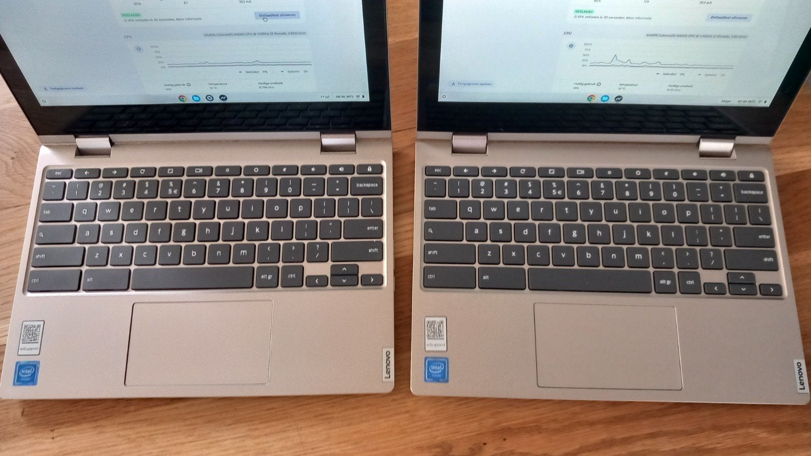 2x Lenovo IdeaPad Flex 3 Chromebook 11IGL05, Qwerty, Touchscreen, Ophalen of Verzenden, 32 GB of minder