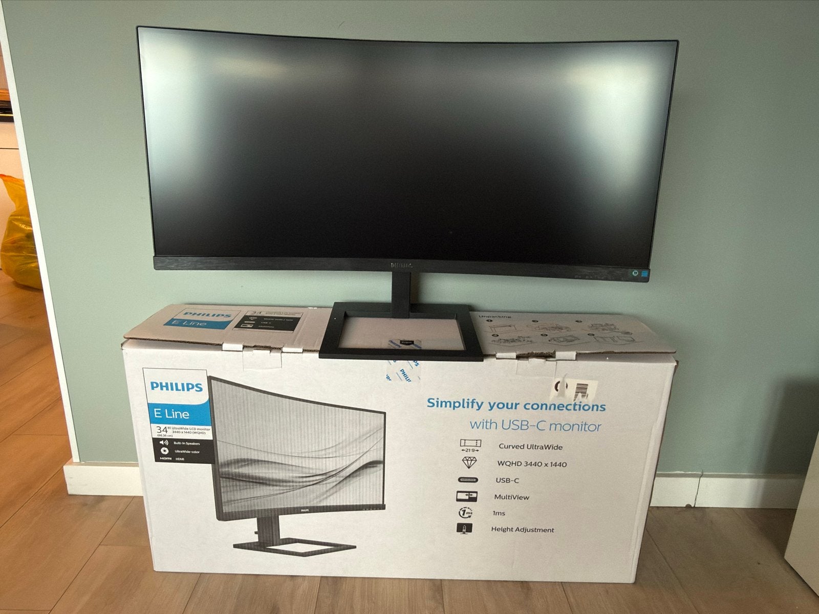 Philips E Line 34" Curved UltraWide WQHD USB-C Monitor, Computers en Software, Monitoren, Zo goed als nieuw, 61 t/m 100 Hz, USB-C