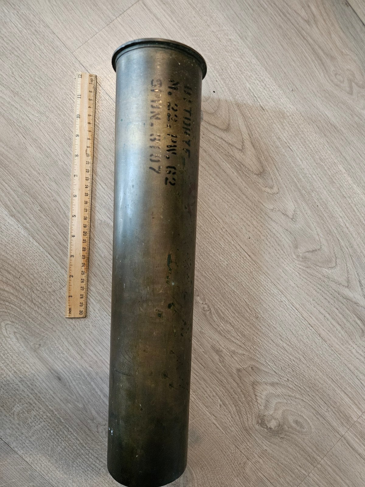 Te ruil: Grote messing huls 1942 - US Navy 3-inch/50 kal, Verzamelen, Militaria | Algemeen, Ophalen of Verzenden, Landmacht, Amerika