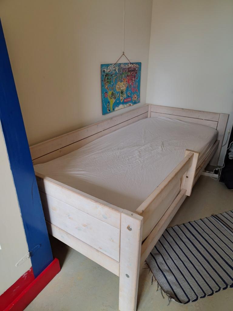 Lifetime bed half hoogslaper met dakje, Kinderen en Baby's, Kinderkamer | Bedden, Ophalen, Gebruikt, 180 cm of meer, 85 tot 100 cm