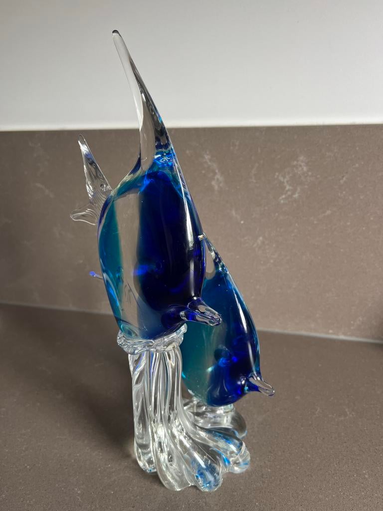Muranoglas Maanvissen Sculptuur - Sommerso Techniek, Verzamelen, Swarovski, Zo goed als nieuw, Ophalen of Verzenden