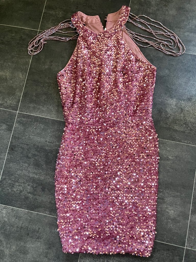 Jurk met Paillette, Ophalen of Verzenden, Zo goed als nieuw, Roze, Maat 36 (S)