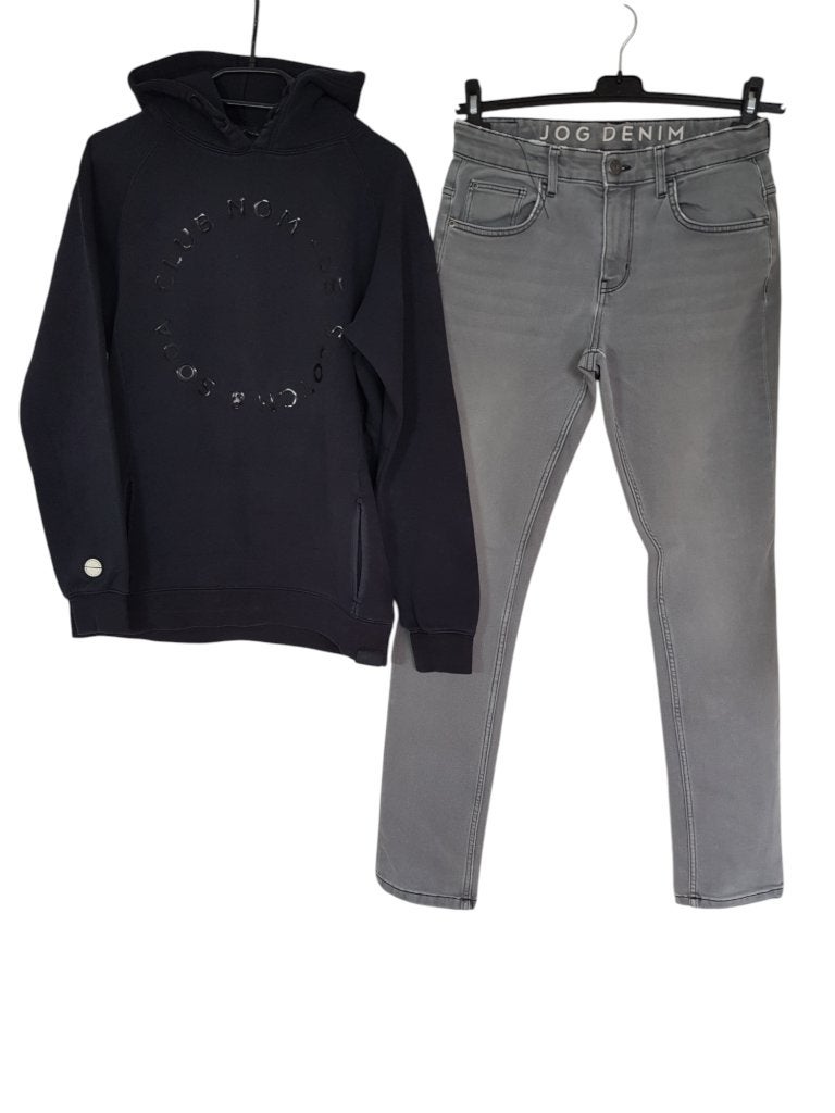 Stoere grijze C&A jog denim stretch jeans maat 176., Broek, C&A, Verzenden, Zo goed als nieuw