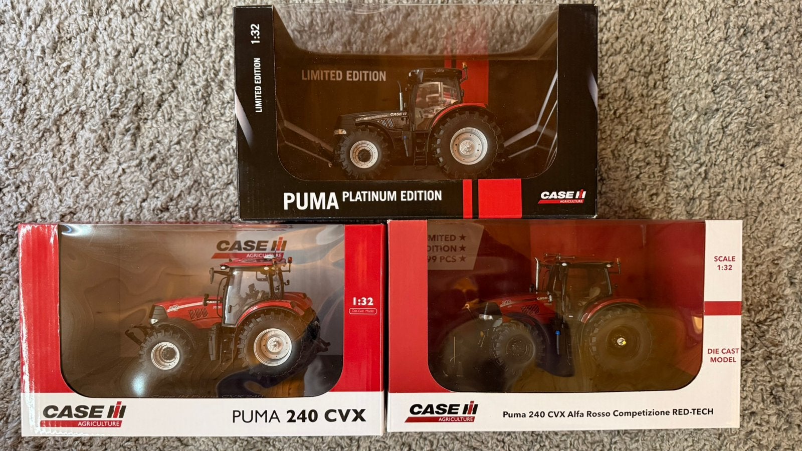 3 X Case IH Puma 230 / 240 CVX Alfa Rosso / Platinum edition, Ophalen, Zo goed als nieuw, Tractor of Landbouw, Universal Hobbies