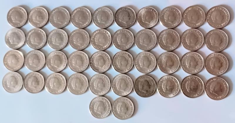 42 Stuks 25 cent muntjes juliana, Postzegels en Munten, Munten | Nederland, Ophalen of Verzenden, Koningin Juliana, 25 cent, Setje