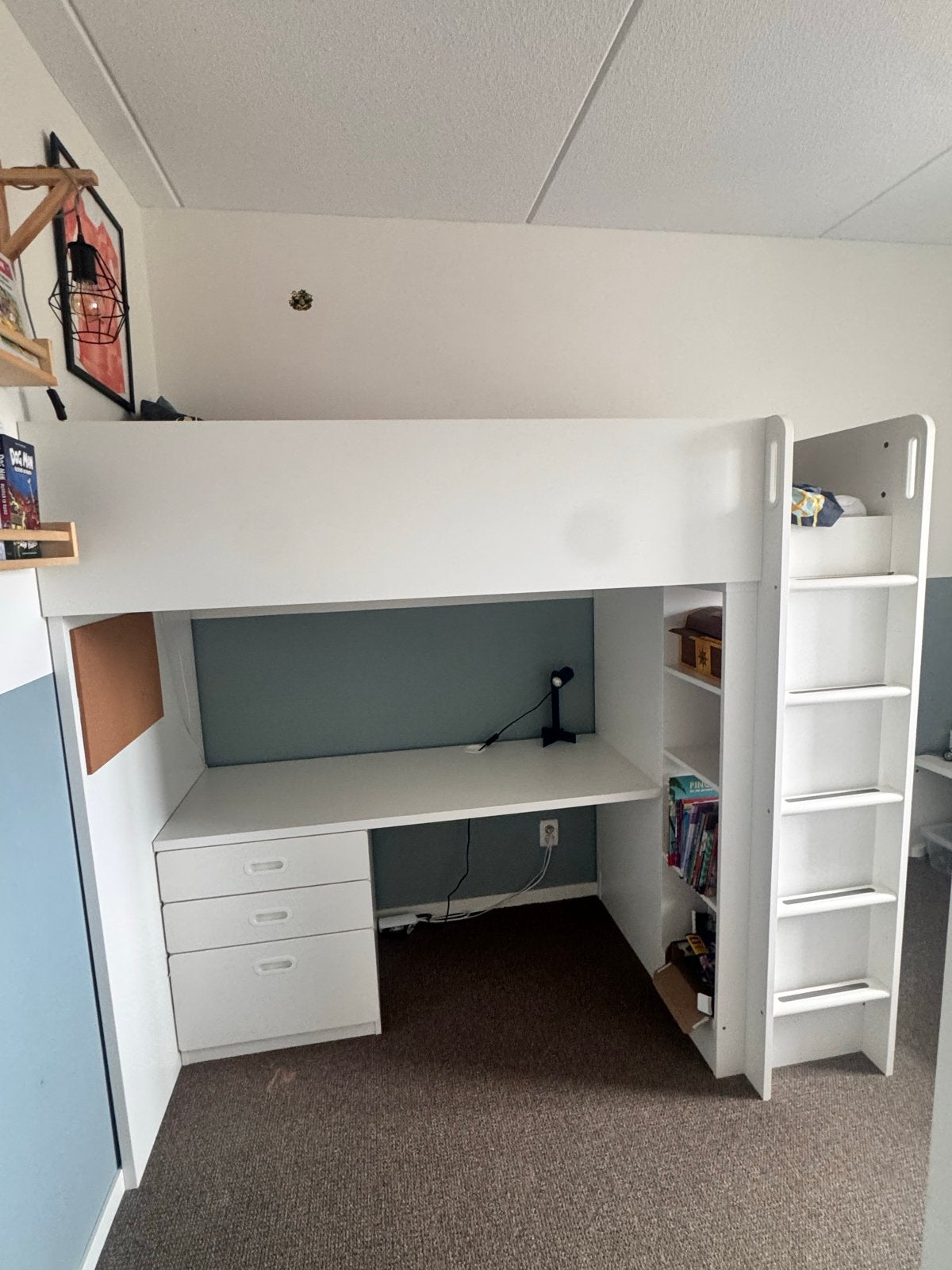 IKEA Småstad hoogslaper met bureau en kast, 1-persoons, Ophalen, Gebruikt, Eenpersoons, 200 cm