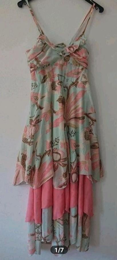 Zomerse jurk met bloemenprint en ruches, Blauw, Nieuw, Ophalen of Verzenden, Maat 34 (XS) of kleiner