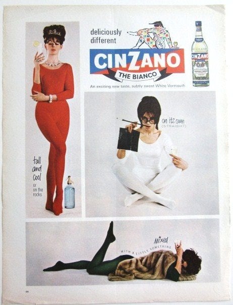 7 vintage advertenties reclames Cinzano Bianco drank 37-69, Ophalen of Verzenden, Gebruikt, Overige typen