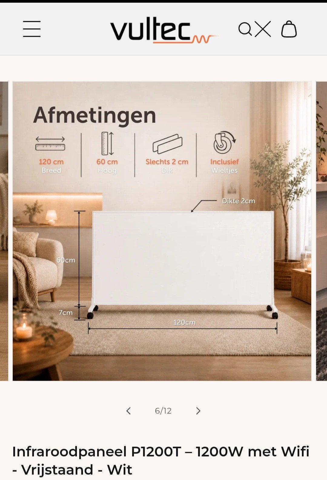 Witte elektrische infraroodverwarmers. Merk VULTEC., Ophalen, Minder dan 60 cm, Radiator, 80 cm of meer