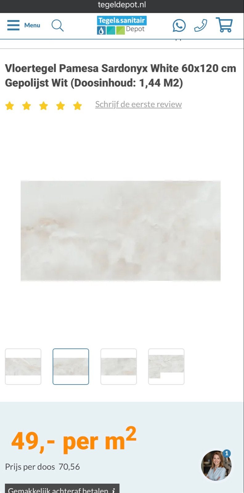 Vloertegels Pamesa Sardonyx White 60x120 cm - 10 m², Ophalen, 60 cm of meer, Keramiek, Nieuw