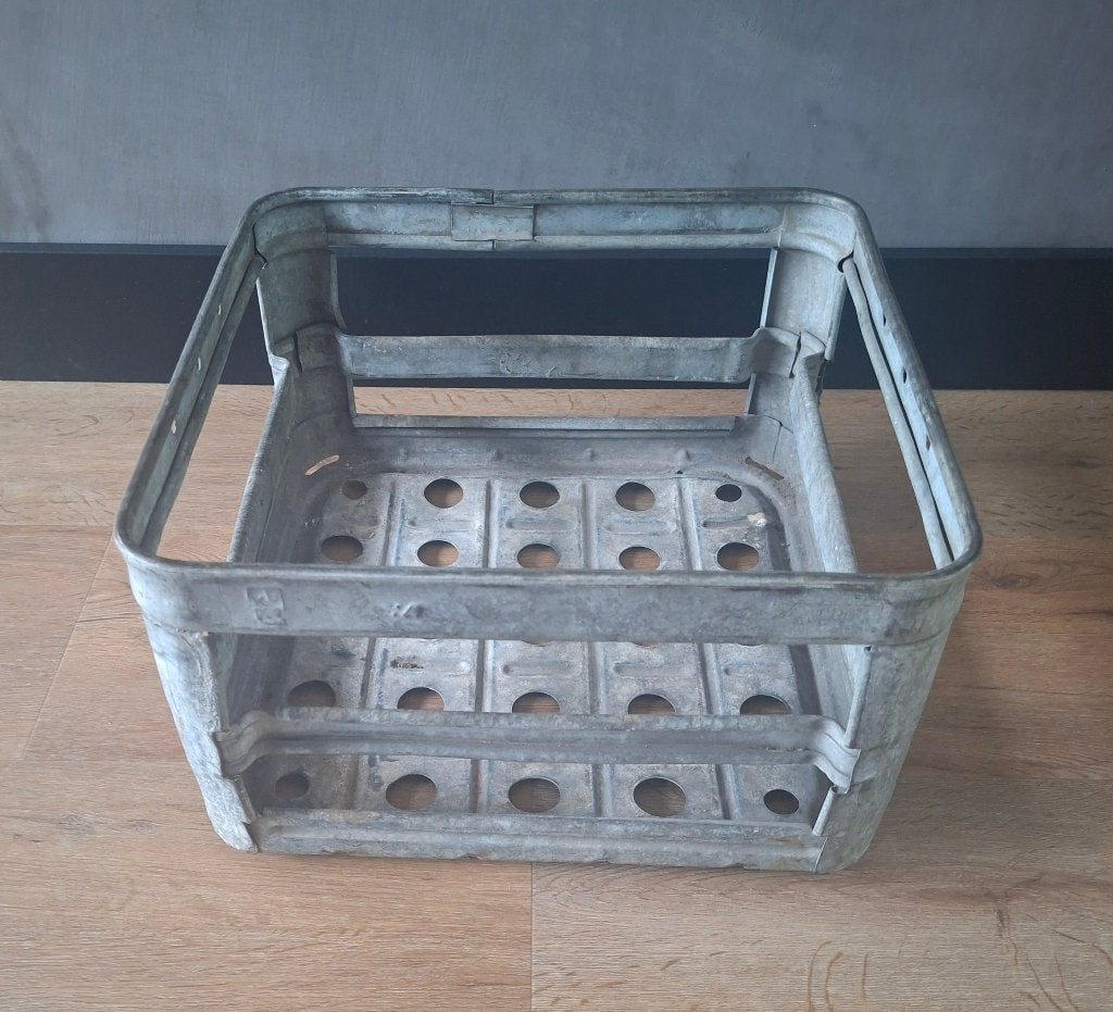 Krat ijzer vintage brocante landelijk, Ophalen, Zo goed als nieuw, Grijs, Metaal