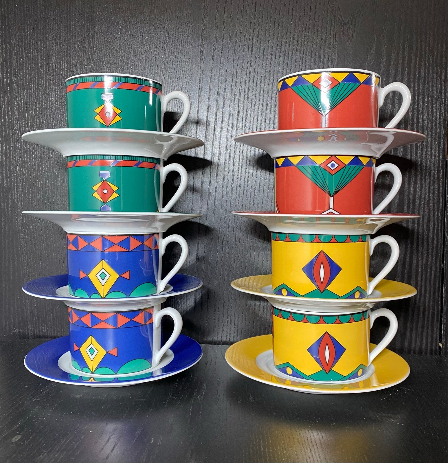 Kahla 'Change' Memphis-stijl kop en schotel set (8 stuks), Antiek en Kunst, Ophalen of Verzenden