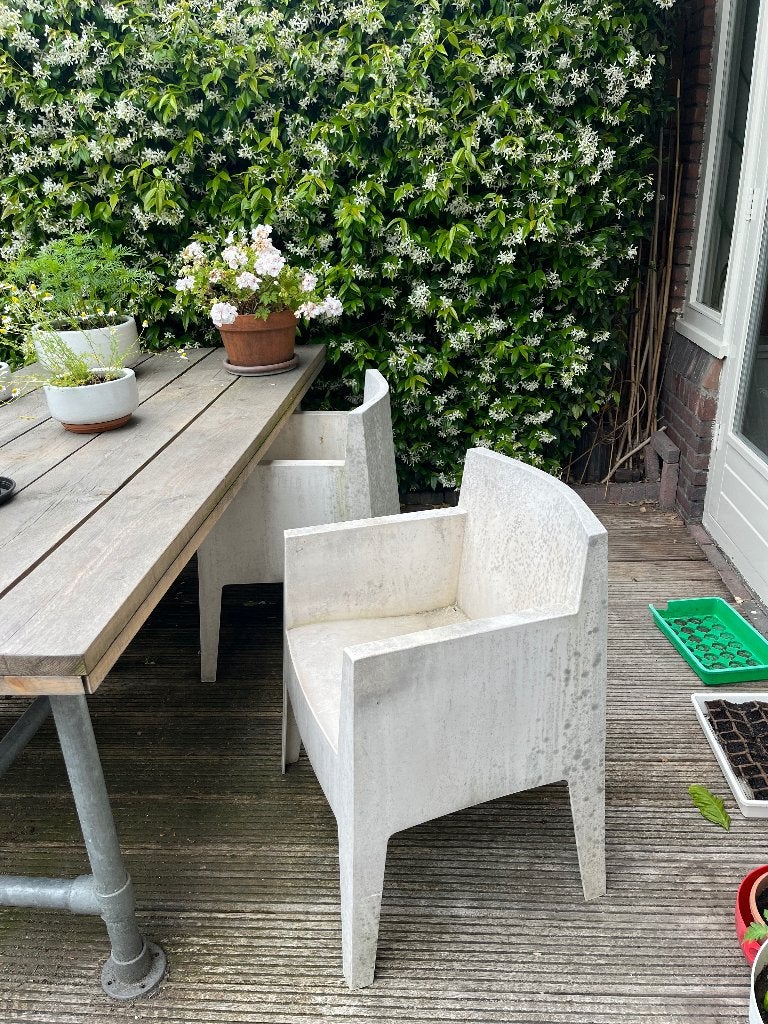 Phillipe Starck stoelen 4 stuks, Ophalen, Gebruikt, Kunststof, Stapelbaar