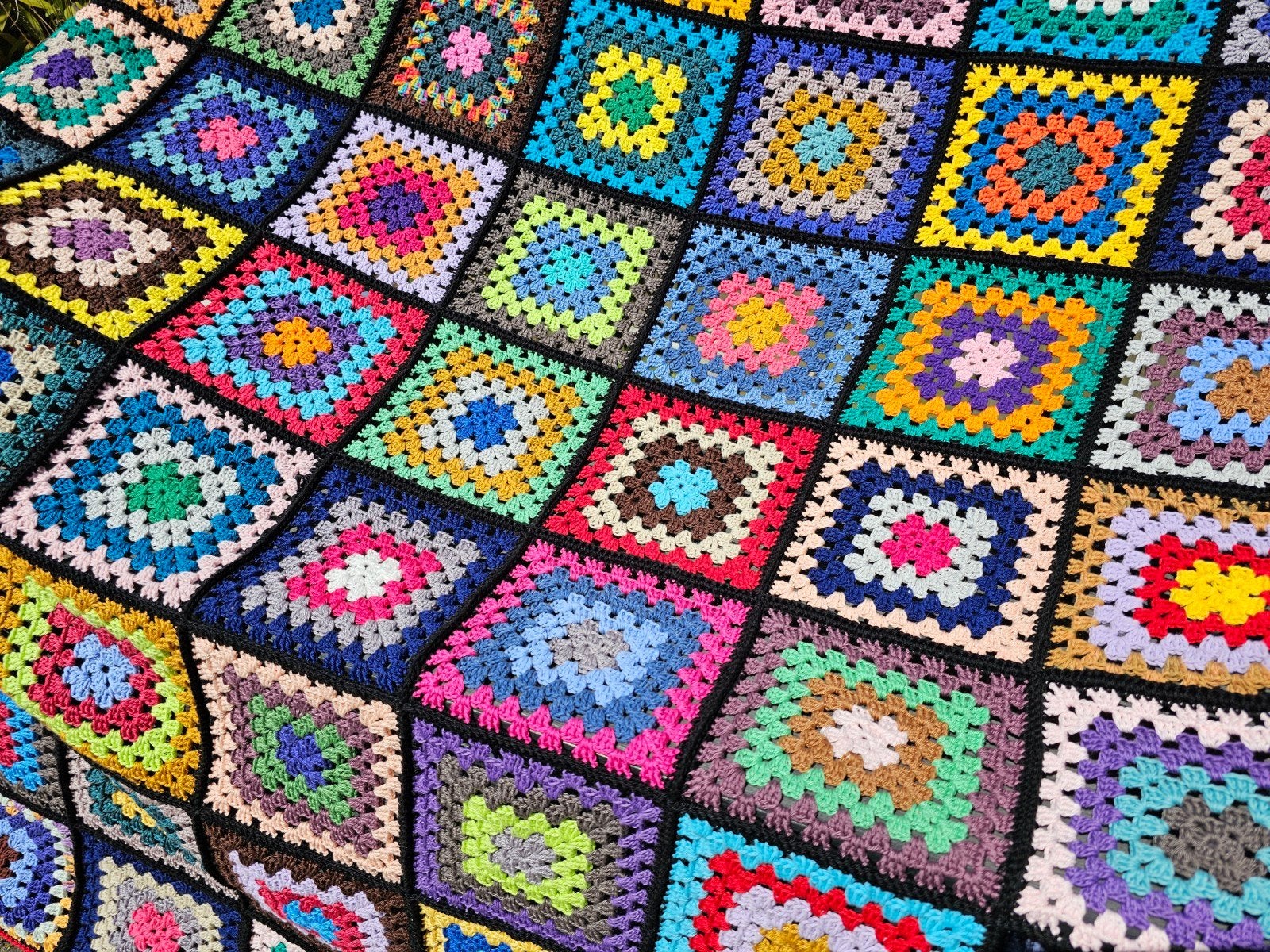 Gehaakte deken/plaid/sprei granny square katoen, Ophalen of Verzenden, Zo goed als nieuw, Haken, Overige typen