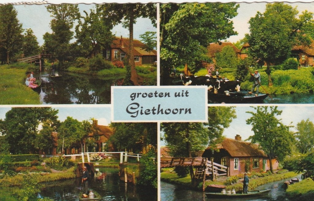 GIETHOORN Punters Dorpsgezichten Groeten kl.f., Verzenden, 1960 tot 1980, Gelopen, Overijssel