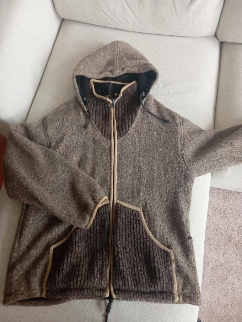 Wollen jas – oversized  – Hippie Goa stijl, Kleding | Heren, Truien en Vesten, Gedragen, Maat 52/54 (L), Beige, Ophalen