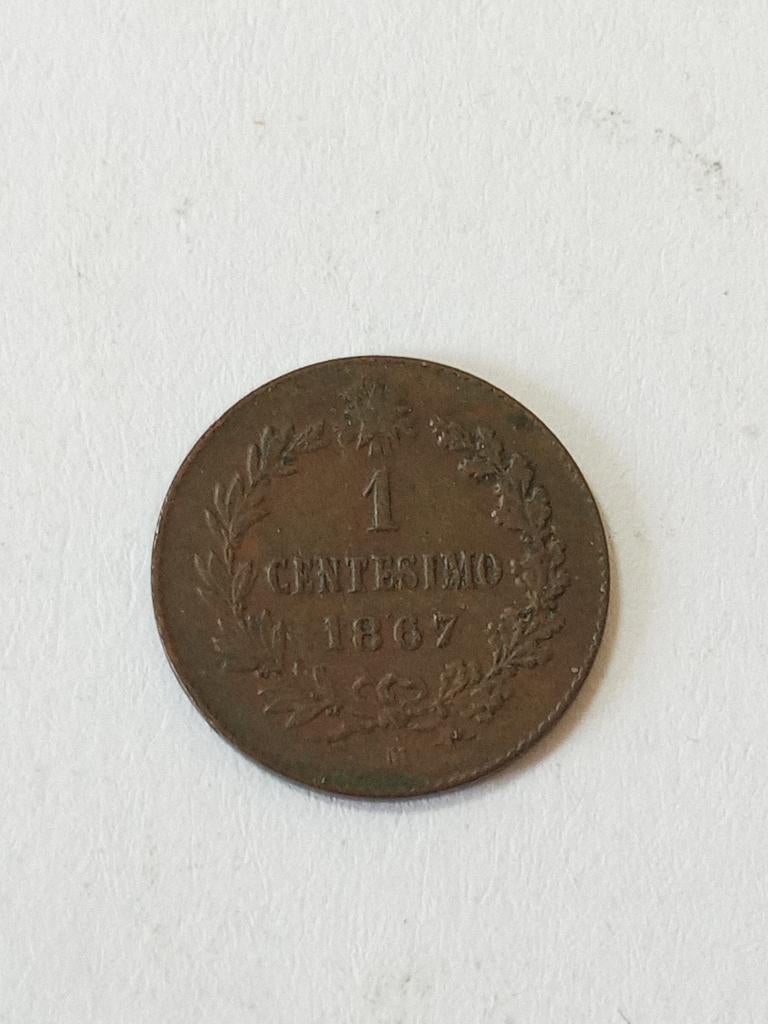 Italië 1 centesimo 1867., Ophalen of Verzenden, Italië, Losse munt