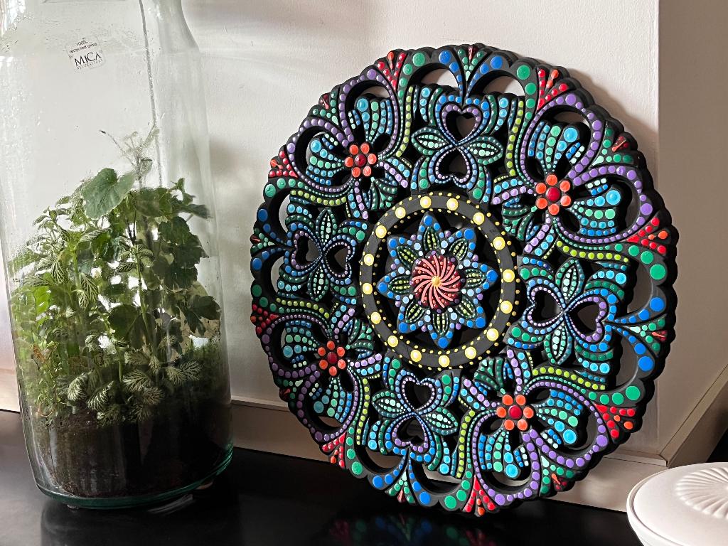 Wandornament ca 40 cm, Ophalen, Meerkleurig, Natuurlijk materiaal, Handgemaakt