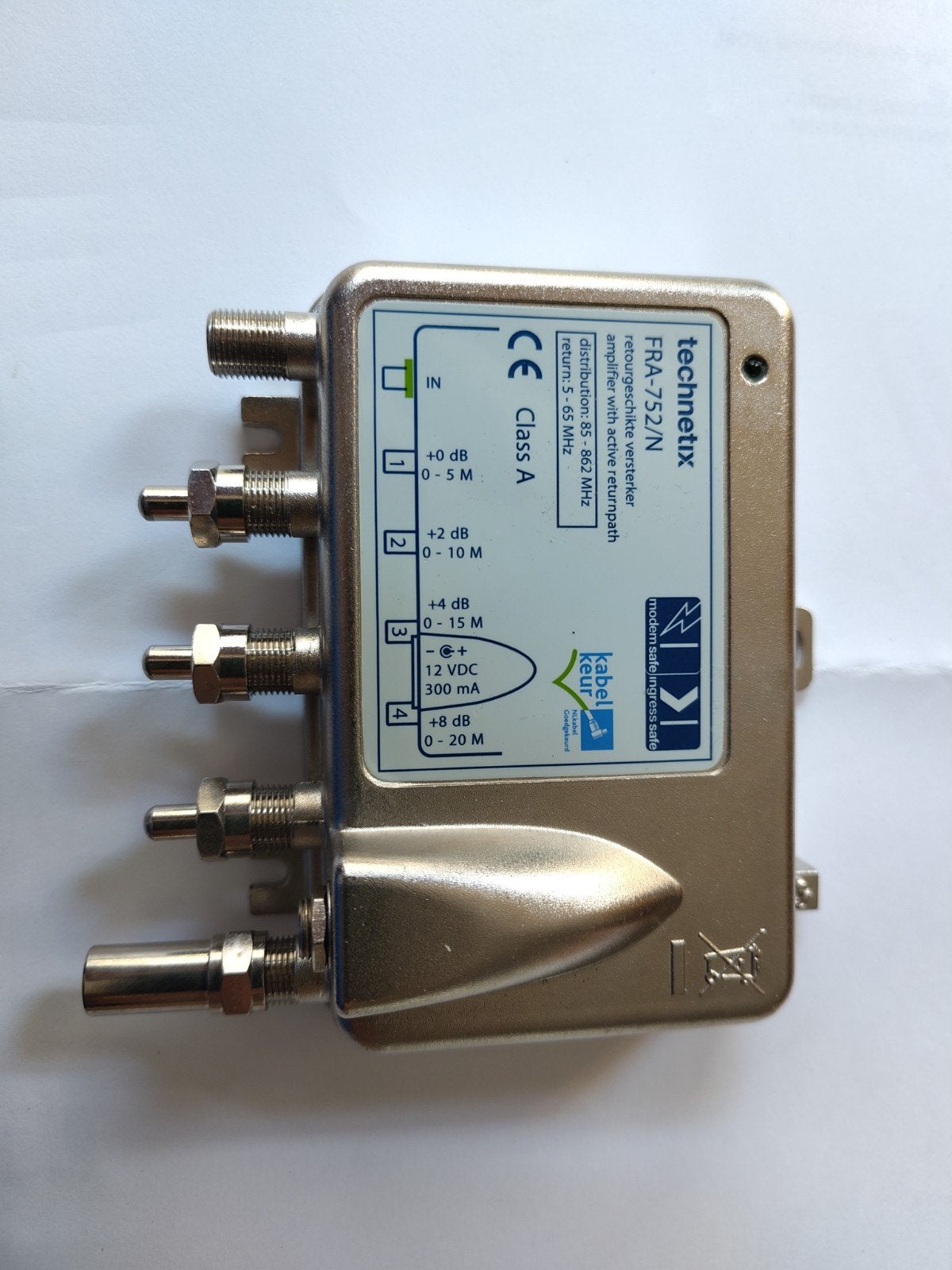 Technetix FRA-752/N Signaalversterker Coax Kabel, Ophalen of Verzenden, Gebruikt, Minder dan 2 meter, Coaxiale kabel