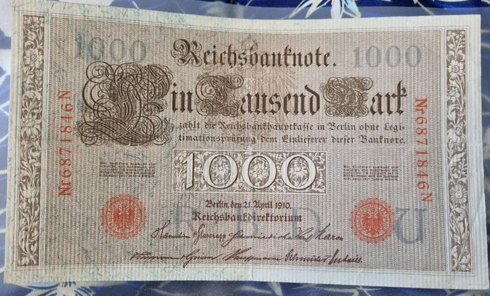 Duitsland 1000 Mark biljet.Zeer fraai., Postzegels en Munten, Ophalen of Verzenden, Duitsland, Los biljet