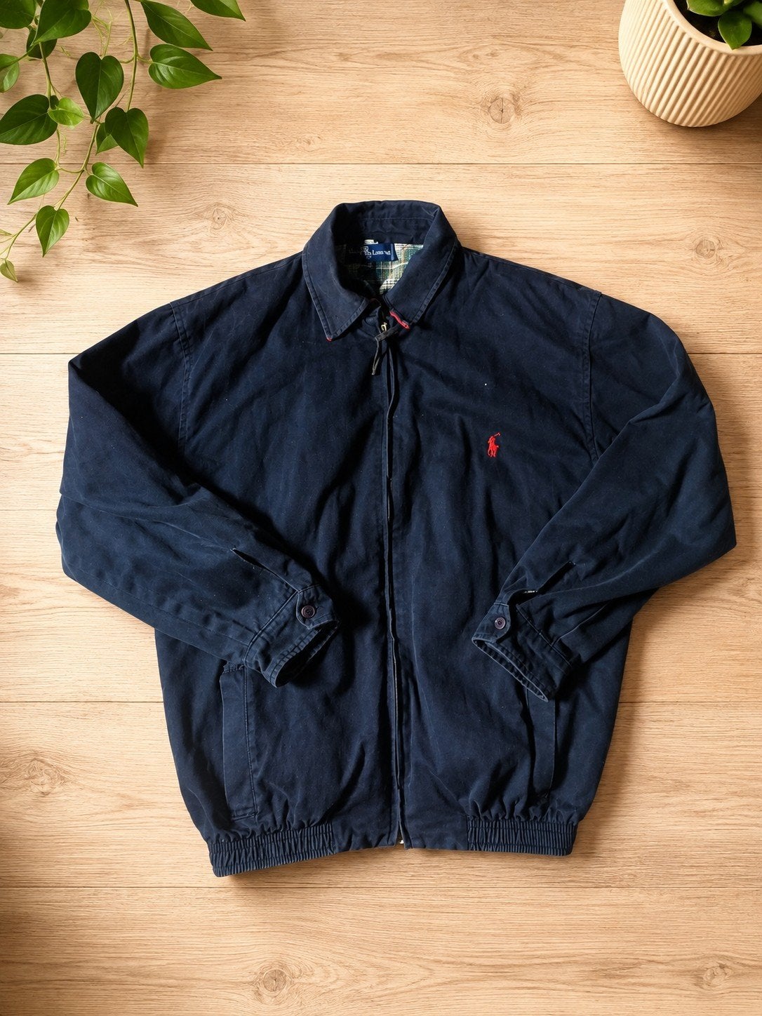 Ralph Lauren Harrington Jas - Donkerblauw met ruitvoering, Ralph Lauren, Ophalen of Verzenden, Zo goed als nieuw, Maat 48/50 (M)