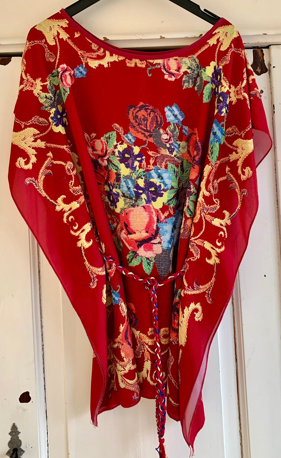 Unieke tuniek, M/L, vintage, Ophalen of Verzenden, Zo goed als nieuw, Maat 38/40 (M), Rood