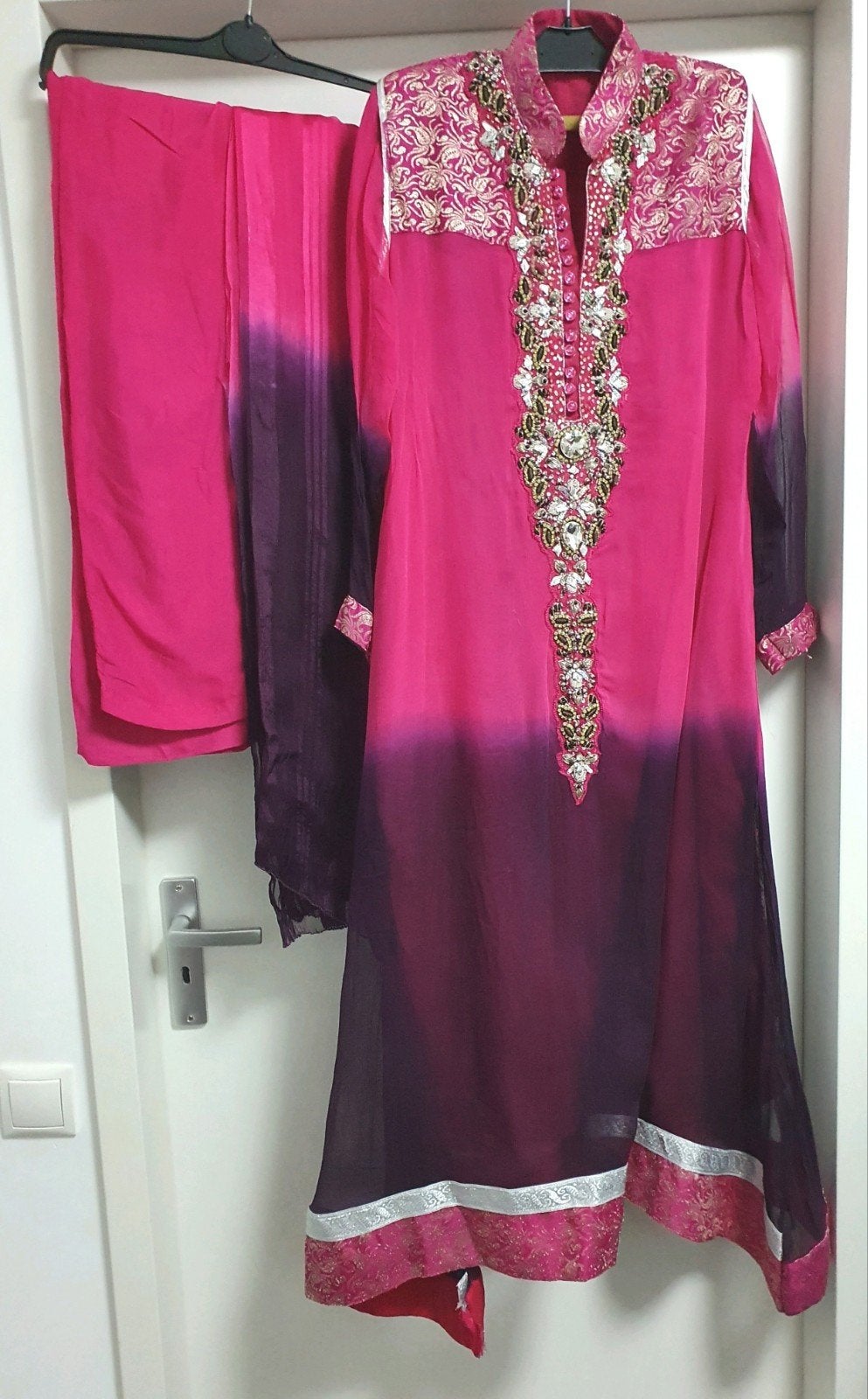 Indiase/Hindoestaanse Anarkali Jurk Maat S - Roze/Paars, Ophalen of Verzenden, Maat 36 (S), Roze