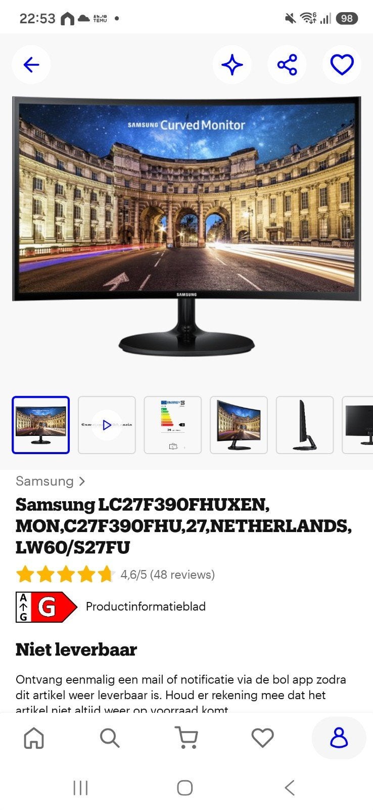 Samsung LC27F390FHUXEN Curved Monitor 2stuks, Ophalen, Gebruikt, Curved, Full HD