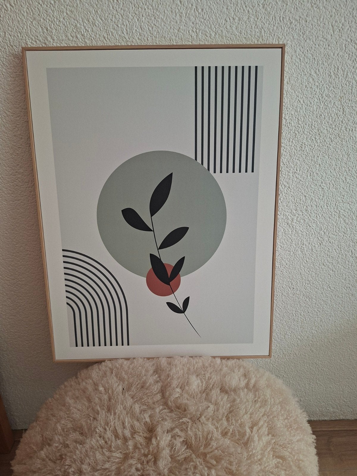 Abstracte botanische poster met houten lijst, Ophalen, 38 cm, 50 cm, Met ophangsysteem